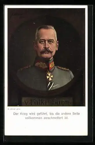 AK General von Falkenhayn mit Orden u. Uniform