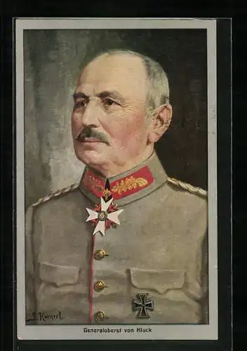 Künstler-AK Portrait Generaloberst von Kluck in Uniform mit Orden und EK I