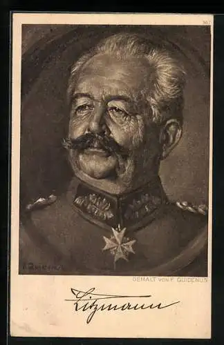 Künstler-AK Fritz Quidenus: Portrait vom General der Infanterie Karl Litzmann in Uniform