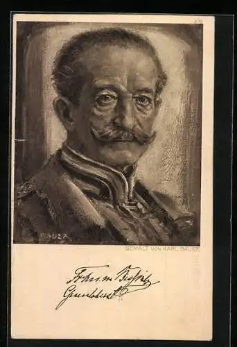 Künstler-AK Portrait von Generaloberst Freiherr von Bissing in Uniform