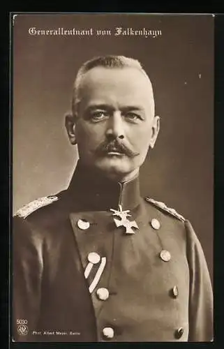 AK Portrait vom Heerführer Generalleutnant von Falkenhayn