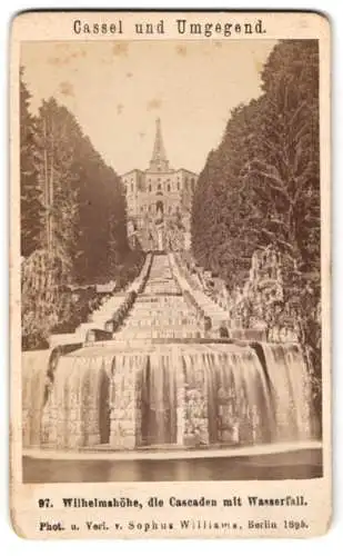 Fotografie Sophus Williams, Berlin, Ansicht Cassel, Wilhelmshöhe, die Cascaden mit Wasserfall