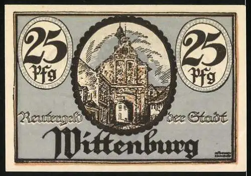 Notgeld Wittenburg, 1922, 25 Pfennig, Baum und Gebäude mit Schriftzug