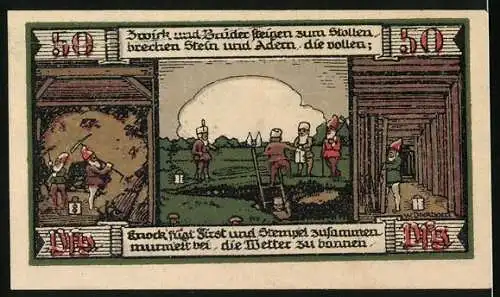 Notgeld Ballenstedt 1921, 50 Pfennig, Kreis Ballenstedt mit Landschafts- und Bergbaumotiven