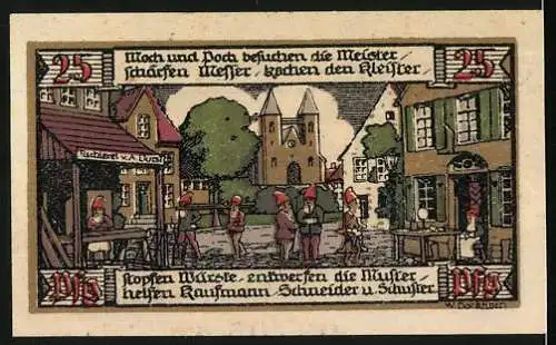 Notgeld Ballenstedt, 1921, 25 Pfennig, Landschaft und Handwerker-Szene