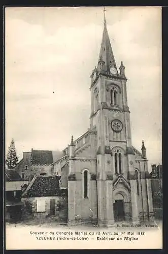 AK Yzeures, Souvenir du Congrès Marial 1913, Extérieur de l`Eglise