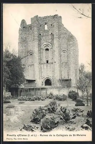 AK Preuilly /I.-et-L., Ruines de la Collégiale de St-Melanie