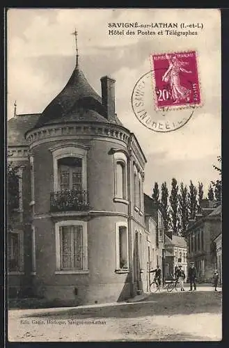 AK Savigné-sur-Lathan, Hôtel des Postes et Télégraphes