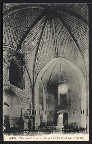 AK Sazilly /I.-et-L., Intérieur de l`Eglise, XIIe siècle