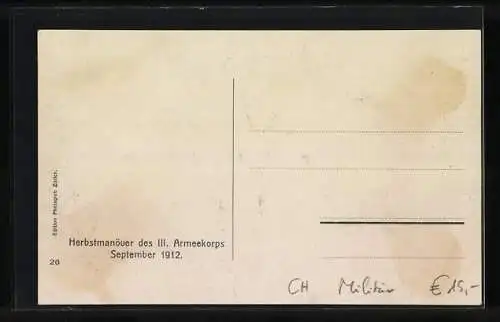 AK Herbstmanöver des III. Armeekorps September 1912