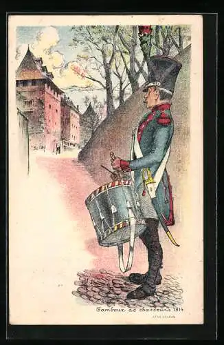 Künstler-AK Serex: Tambour de chasseurs 1814, schweizer Militär