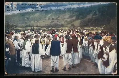 AK Feiernde in Trachten in Bosnien-Hercegovina