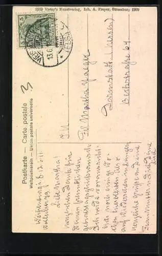 AK Zwei Damen und ein Mann in elsass-lothringischen Trachten