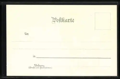 Lithographie Elsasserin in Tracht beim Spinnen von Wolle vor dem Haus