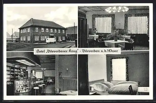 AK Dörverden a. d. Weser, Hotel Dorverdener Krug v. Paul Schäfers, mit Innenansichten