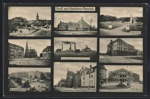 AK Hamborn-Marxloh, Bahnhof, Jubiläumshain, Teche Deutscher Kaiser Schacht 2 und 5, Kolpinghaus