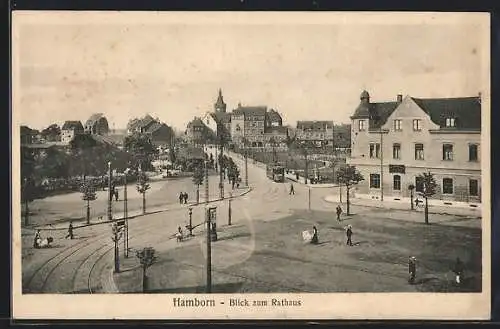 AK Hamborn / Duisburg, Blick zum Rathaus mit Strassenbahn