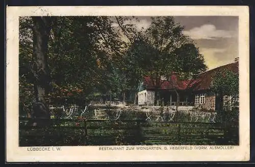 AK Lübbecke i. W., Restaurant Zum Weingarten v. G. Hegerfeld