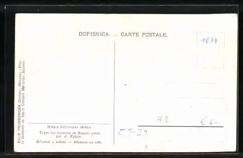 Künstler-AK Types des environs de Ragusa, Trachten