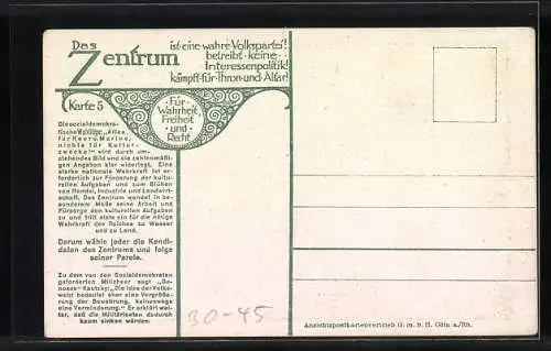 AK Das Zentrum ist eine wahre Volkspartei, Karte 5, Die Ausgaben für kulturelle Zwecke im Vergleich zu den Militärlasten