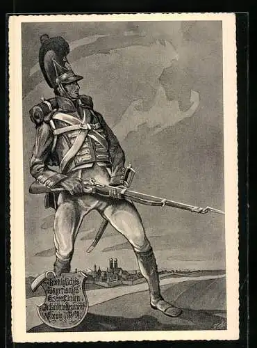 AK Königlich Bayerisches 1. Infanterie-Regiment König, 1778-1958, Soldat in Uniform