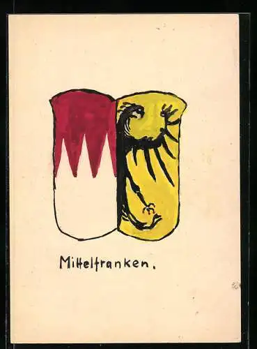 Künstler-AK Handgemalt: Mittelfranken, Wappen mit Adler