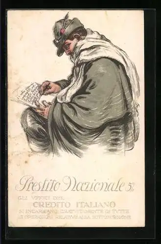Künstler-AK sign. Aldo Mazza: Kriegsanleihe, Prestito Nazionale 5% gli Uffici del Credito Italiano
