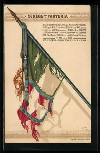 Lithographie 5° Reggimento Fanteria, 5. Italienisches Infanterie-Regiment