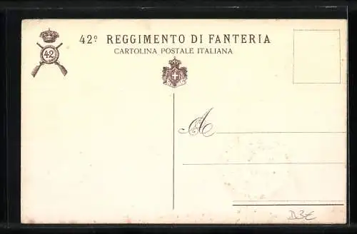 Präge-AK 42° Reggimento di Fanteria, italiensiches Infanterie-Regiment, Siegel, Wappen