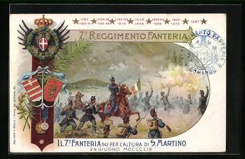 Lithographie 7. Reggimento Fanteria, Il 7. Fanteria su per l`Altura di S. Martino