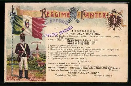 Lithographie 3° Reggimento Fanteria, 56. Anniversario della Battaglia di Calmasino, italiensiches Infanterie-Regiment