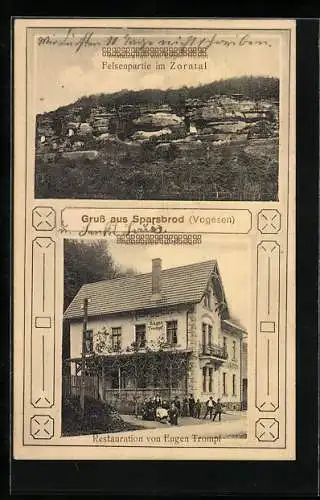 AK Haselburg /Vogesen, Restaurant von Eugen Trompf, Felsenpartie im Zorntal