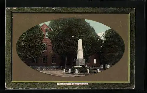 AK Fürstenfelde, Denkmal und Schule im Passepartout