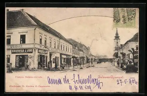 AK Balassa-Gyarmat, Föutcza, Balassa-szálloda, Kávéház Hirschfeld J. Jeno