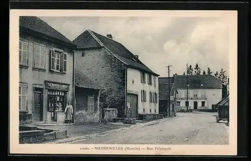 AK Niederwiller /Moselle, Rue Principale, Café Francais