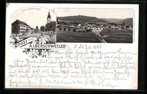 Lithographie Alberschweiler, Hôtel Pension Cayet