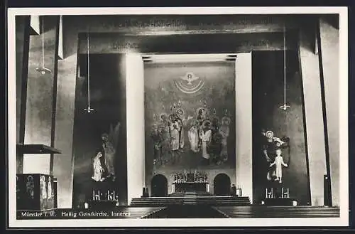AK Münster i. W., Innenansicht der Heilig Geistkirche mit dem Altar