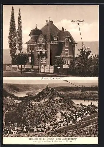 AK Braubach a. Rhein, Hotel-Pension Haus Rheingold, Panorama