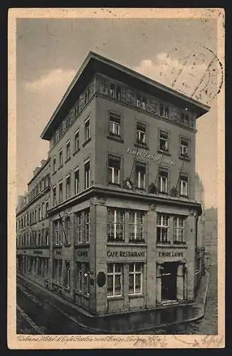 AK Köln, Urbans Hotel Ewige Lampe mit Strasse aus der Vogelschau