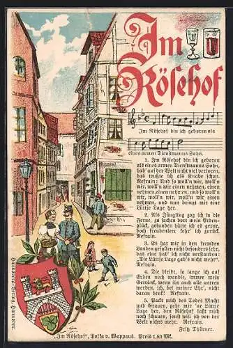 Lithographie Hannover, Restaurant Rösehof in der Gr. Backhofstrasse 34, Lied im Rösehof