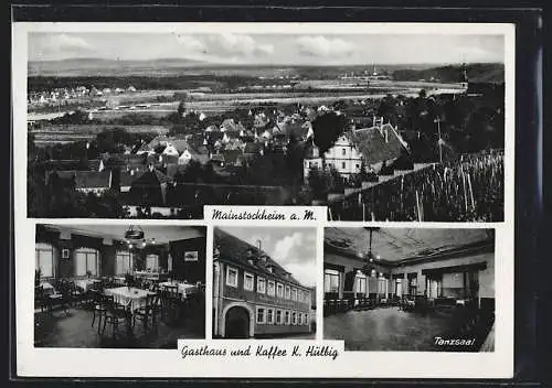 AK Mainstockheim a. M., Totalansicht, Gasthaus & Café Hülbig