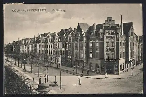 AK Köln-Klettenberg, Gottesweg, Strassenpartie mit Restaurant W. Müller aus der Vogelschau