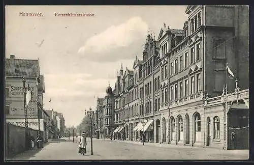 AK Hannover, Herrenhäuserstrasse mit Gasthaus Herzog Ferdinand