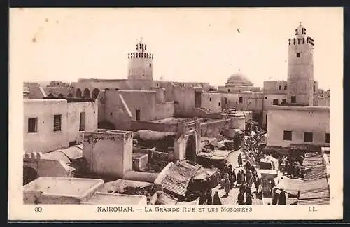 AK Kairouan, La Grande Rue et les Mosquees