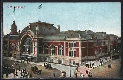 AK Kiel, Bahnhof aus der Vogelschau