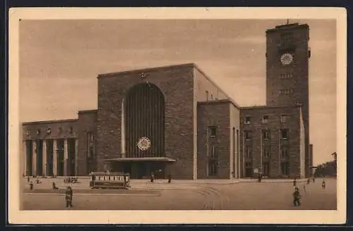 AK Stuttgart, Neuer Hauptbahnhof m. Strassenbahn