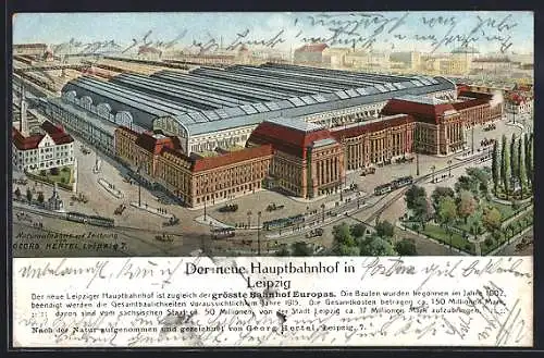 AK Leipzig, Haupt-Bahnhof, Strassenbahnen