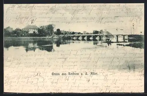 AK Rethem a. d. Aller, Ortsansicht mit Brücke