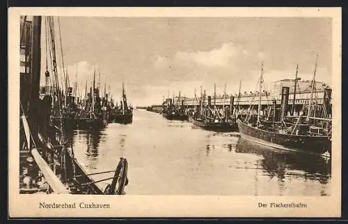 AK Cuxhaven, Der Fischereihafen mit Dampfern