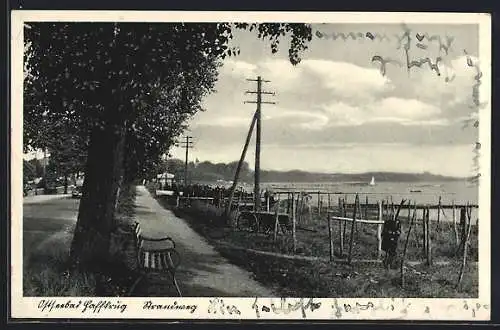 AK Haffkrug /Ostsee, Strandweg mit Bank